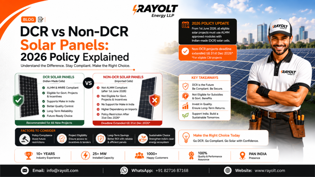 DCR vs Non-DCR Solar Panels 2026 Policy